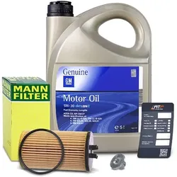 Mann-filter Ölfilterset + 5l 5W-30 Motoröl für Opel, Vauxhall