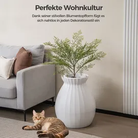 Costway Katzentoilette Blumentopf-Stil 63 L Weiß