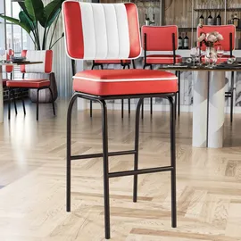 GGM Möbel Diner Barhocker 80 cm Rot/Schwarz