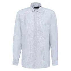 Langarmhemd BUGATTI, Herren, Gr. 4XL, Normalgrößen, 320, hellblau, 100% Leinen, unifarben, casual, normal, Langarm eckige 2-Knopf-Manschette, Hemden, aus Leinen