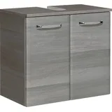 Saphir Waschbeckenunterschrank SAPHIR "Quickset Unterbeckenschrank mit 2 Türen, Siphonausschnitt, 60 cm breit", grau (graphit struktur, graphit struktur), B:60cm H:53cm T:33cm, Spanplatte, Schränke, Waschbeckenunterschrank, Waschbeckenschrank inkl.
