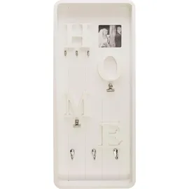 Myflair My Flair Memoboard Valerina mit Haken & Klemmen | Schlüsselbrett Pinnwand Weiß MDF Landhausstil | Wechselrahmen HOME-Deko | 70 x 30 cm