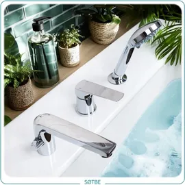 sotbe 3-Loch Badewannenarmatur mit Brausegriff Chrom