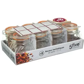 5five simply smart Glas mit Deckel und Clip, 150 ml, 8 Stück