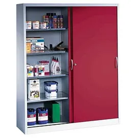 C+P CP Stahlschrank 2149-00 S10053 lichtgrau, rubinrot 8 Fachböden 160,0 x 40,0 x 195,0 cm, aufgebaut, 1 St.