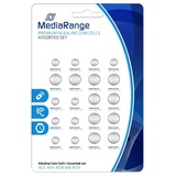 MediaRange Premium Alkaline Knopfzellen-Set, sortiert, AG3|AG4|AG10|AG13, 20er Pack