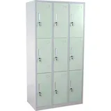 MCW Schließfach Preston T829, Schließfachschrank Wertfachschrank Spind, Metall 9 Fächer ~ grün