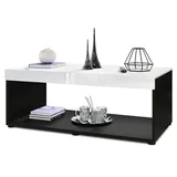 Vladon Couchtisch Pure (Wohnzimmertisch, in Kastenform), Schwarz matt/Weiß Hochglanz (104 x 40,5 x 58 cm) weiß
