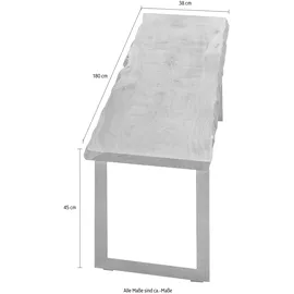 Home Affaire Sitzbank »Manhattan«, mit Baumkantenoptik und Gestell U-Form aus schwarzem Metall, natur + schwarz, , B/H/T: cm x 45 cm x 38 cm