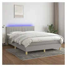 vidaXL Boxspringbett 140 x 200 cm LED Hellgrau