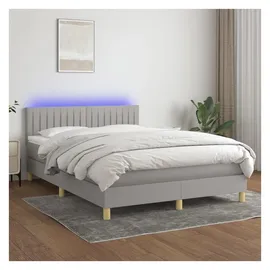 vidaXL Boxspringbett 140 x 200 cm LED Hellgrau