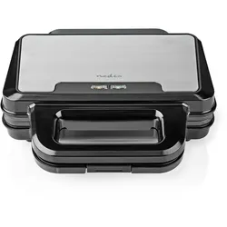 Nedis Sandwichmaker - 900 W - 26.8 x 14.5 cm - Automatischer Temperaturkontrolle - Aluminium / Kunststoff