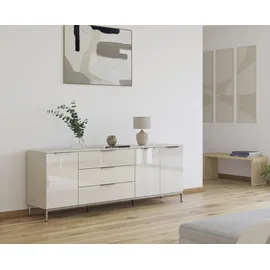 Rauch Kombikommode 200 x 72 x 42 cm Beige / Glas Beige (Champagner)
