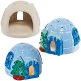 Baker Ross FN615 Iglu Teelichthalter aus Keramik - 2er-Pack, Bezaubernde winterliche Dekorationen, perfekt, um Häuser und saisonale Dekorationen in festlichem Glanz erstrahlen zu Lassen