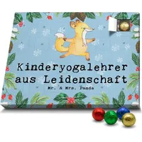 Mr. & Mrs. Panda Schoko Adventskalender Kinderyogalehrer Leidenschaft - Blau Pastell - Geschenk, Jubiläum, Schokoladen Adventskalender, Danke, Dan... - Blau