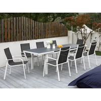 MYLIA Garten-Essgruppe - Aluminium - 8 Stühle und ein ausziehbarer Tisch - Grau & Weiß - LINOSA von MYLIA