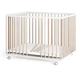 Sämann Babybett Laufgitter 75x100 cm mit Matratze Schlupfsprossen weiß/natur Premium beige