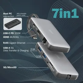 Digitus Docking USB-C->HDMI,USB3.2,RJ45,SD,MicroSD,PD silber (DA-70916)