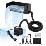 WingFly Teich Wasserfall für Gartenteich, 30cm Teichwasserfall Set Edelstahl mit 45W 3000 L/H Teichpumpe, Pool Wasserfall für Wasserspiel Patio Wasserwand Terrasse Gartenbrunnen