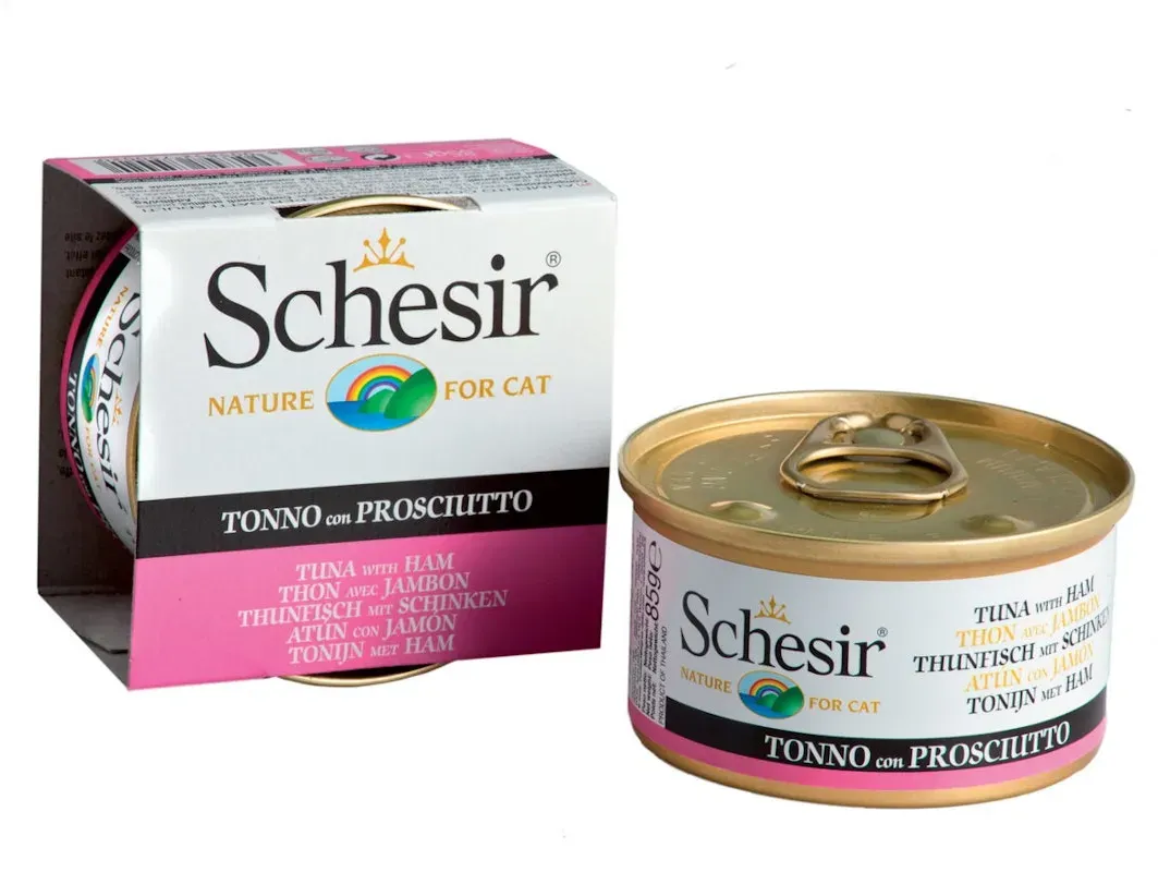 Schesir 24 x 85g Dose Katzennassfutter Thunfisch mit Schinken