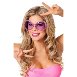 Pinke Disco Brille 70er Jahre Stil - OS