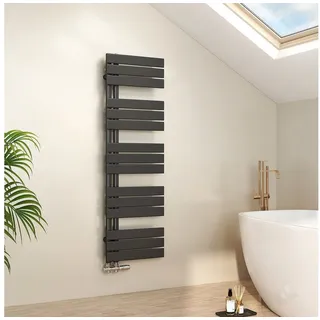 EMKE Badheizkörper 130x40cm Schwarz Handtuchwärmer für Badezimmer Handtuchtrockner,