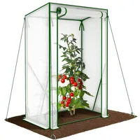 VOUNOT Gewächshaus Foliengewächshaus 100x50x150 cm, Schrägdach Tomatengewächshaus Stabil Tomatenhaus für Gemüse, Blumen & Obst, Verstärkte PE-Folie 135g/m2, Weiß