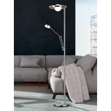 Led Deckenfluter Barrie Mit Leselampe Verstellbar Silber 181cm