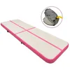 Aufblasbare Gymnastikmatte mit Pumpe 300x100x15 cm PVC Rosa