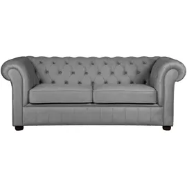Home Affaire 3-Sitzer HOME AFFAIRE "CHARENTE, optionale Schlafsofa, Chesterfield-Sofa, Bettfunktion", grau (hellgrau), B:198cm H:74cm T:89cm, 100% Polyester, Sofas, mit edler Knopfheftung und typischen Armlehnen, B/T/H 198/89/74 cm