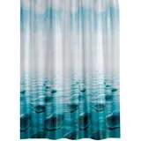 Ekershop Duschvorhang Textil "Stein im Meer" Dunkel Türkis für Duschstange Breite 240 cm, Höhe 200 cm, wasserabweisend, inkl. Ringe, waschbar, bügelbar grün 240 cm