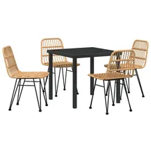 vidaXL 5-teiliges Garten-Ess-Set Brauner Poly Rattan