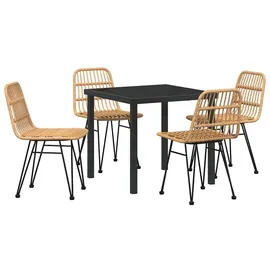 vidaXL 5-teiliges Garten-Ess-Set Brauner Poly Rattan