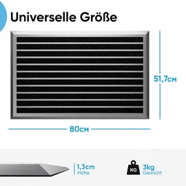Björn&Schiller Fußmatte außen grau 80 cm, Aluminium Fußmatten, Fußabtreter außen, Schmutzfang Alu, Schmutzfangmatte Außenbereich, Fussmatte Aussenbereich, Türmatte außen, Fußabstreifer Hauseingang, Abtreter