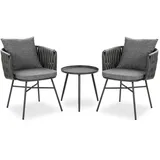 Homestyle4u Gartenmöbel-Set, Grau, Metall, Textil, Loungemöbel, Loungemöbel-Sets