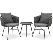 Homestyle4u Gartenmöbel-Set, Grau, Metall, Textil, Loungemöbel, Loungemöbel-Sets