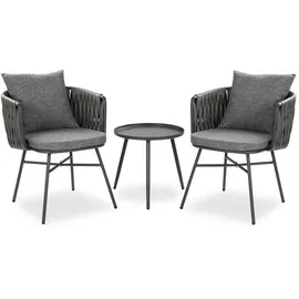 Homestyle4u Gartenmöbel-Set, Grau, Metall, Textil, Loungemöbel, Loungemöbel-Sets