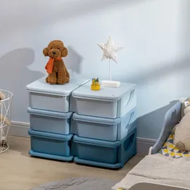 Homcom Schubladenschrank Kunststoff 37x56,5x75 cm blau 6 Schubladen