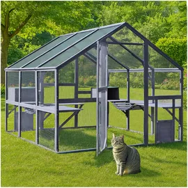 Wiltec Freilaufgehege Katzen 280x187x187cm Katzenfreigehege Holz, Außengehege Verschiedene Ebenen, Katzengehege für Garten, Balkon