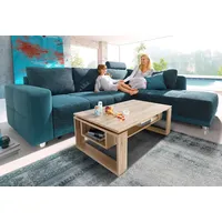 Ecksofa JOCKENHÖFER GRUPPE "Orlando L-Form" Sofas Gr. B/H/T: 257cm x 82cm x 215cm, Luxus-Microfaser ALCATOP-Struktur, Ottomane beidseitig montierbar, mit 1 Kopfstütze, blau (petrol) mit Bettfunktion, Bettkasten und Federkern, 1 oder 3 Kopfstützen