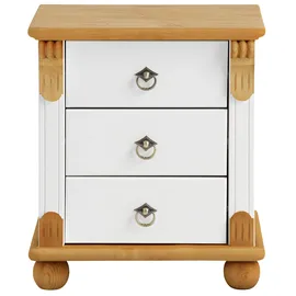 otto home Nachtkommode OTTO HOME "Tessin", weiß (weiß, honig), B:45cm H:50cm T:38cm, Sideboards, aus massiver FSC-zertifizierter Kiefer, mit 3 Schubladen