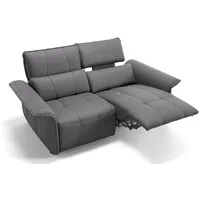 Sofanella 2-Sitzer Leder ADRIA, Relaxsofa, Designsofa, Designer Couch, Italienisches Sofa, 2er Sofa grau