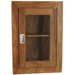 Bad Hängeschrank mit Glas Massivholz Teak