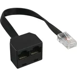 InLine ISDN Verteiler 1x RJ45 St an 2x RJ45 Bu, (8P8C) mit 15cm Kabel, ohne Endwiderstände