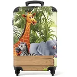 NoBoringSuitcases.com© Kinderkoffer Dschungeltiere - Natur - Kinder - Giraffe 55x35x20cm, 4 Rollen, Kinder Koffer Klein, Trolley Handgepäck bunt|grün 35 cm x 55 cm x 20 cm