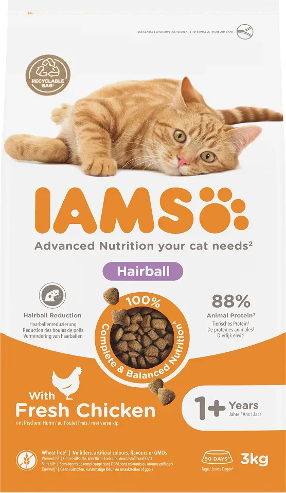 IAMS For Vitality Cat Adult Haarballen Huhn 3 kg