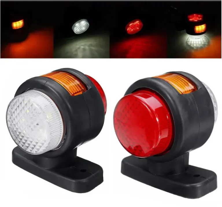2er-Set hornförmige LED-Positionsleuchten (LED), 12 V, mit drei Leuchtfarben: weiß - gelb - rot