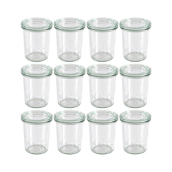 Weck Einmachglas 12er-Set Einweckgläser Sturzglas-Form 160ml, weiß