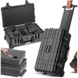 Tectake tectake® Kamerakoffer aus robuster Hartschale mit 3 dicken Schaumstoffeinlagen, wasserdicht und temperaturbeständig, 34,5 x 23 x 56 cm