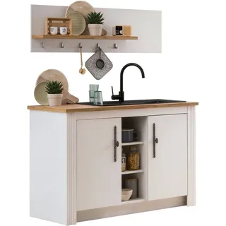 kochstation Pantryküche »KS-Westminster«, Breite 130 cm, ohne E-Geräte weiß
